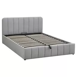 Lit coffre 140x190cm avec sommier AVIA en tissu gris offre à 299,99€ sur BUT