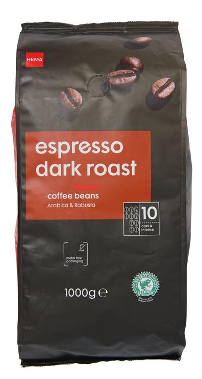 Café en grains espresso dark roast - 1 kg offre à 11,99€ sur Hema
