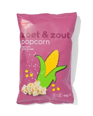 Popcorn sucré et salé 65g offre à 1,29€ sur Hema