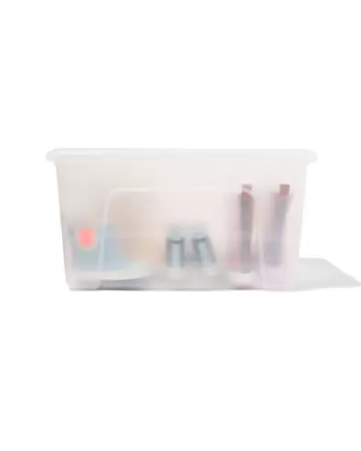 Boîte de rangement avec couvercle 45L Tokyo transparent 58x39.5x30 offre à 19,99€ sur Hema