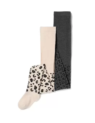 2 paires de collants épais enfant avec coton gris chiné offre à 8€ sur Hema