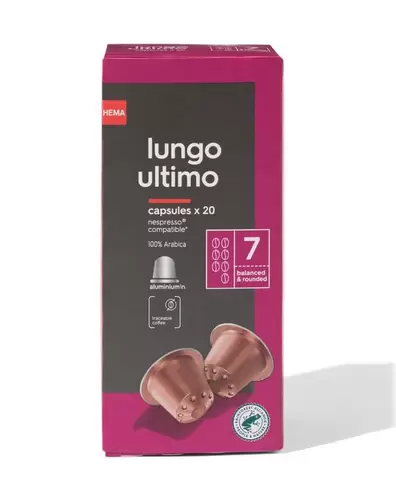 20 capsules de café lungo ultimo offre à 4,29€ sur Hema