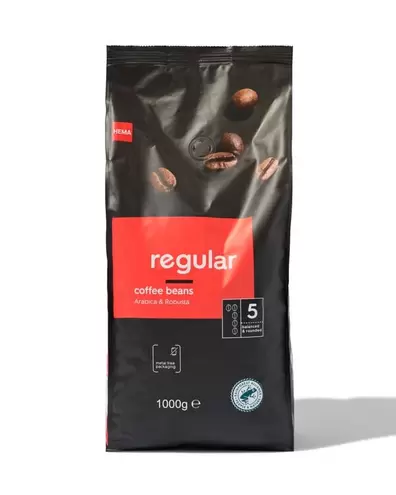 Café en grains regular 1000g offre à 12,99€ sur Hema