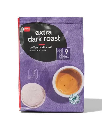 40 dosettes de café extra dark offre à 4,49€ sur Hema