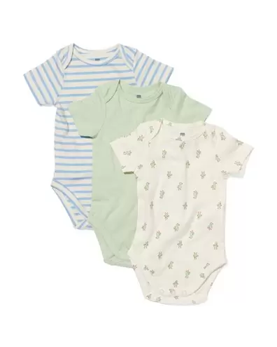 3 bodies en coton bio avec stretch blanc cassé offre à 8€ sur Hema