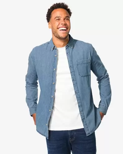 Chemise homme jean bleu offre à 20€ sur Hema