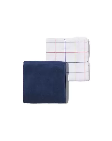 Ensemble torchon et essuie-mains en coton bleu et carreaux offre à 4€ sur Hema