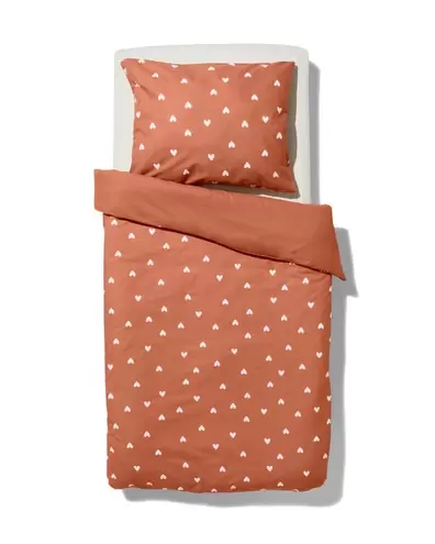 Housse de couette enfant - 120x150 - coton doux coeurs terracotta offre à 19,99€ sur Hema