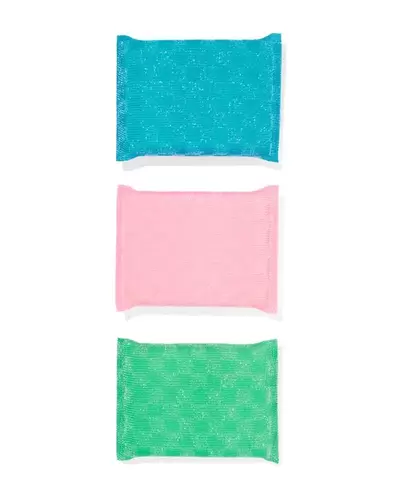 3 éponges lavables vert/rose/bleu 9x12x2 offre à 1,79€ sur Hema