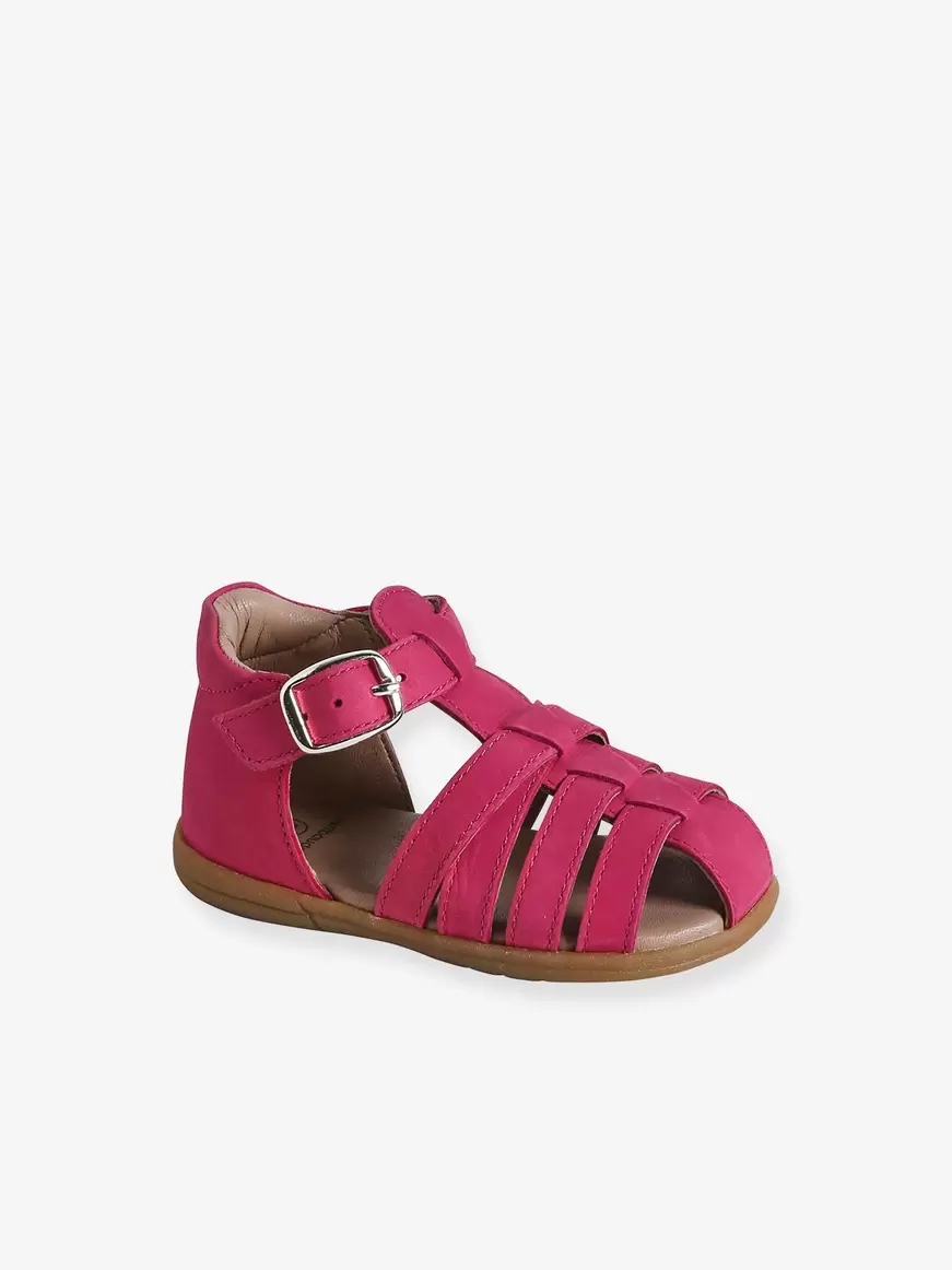 Sandales cuir bebe premiers pas - fuchsia offre à 28,79€ sur Vertbaudet