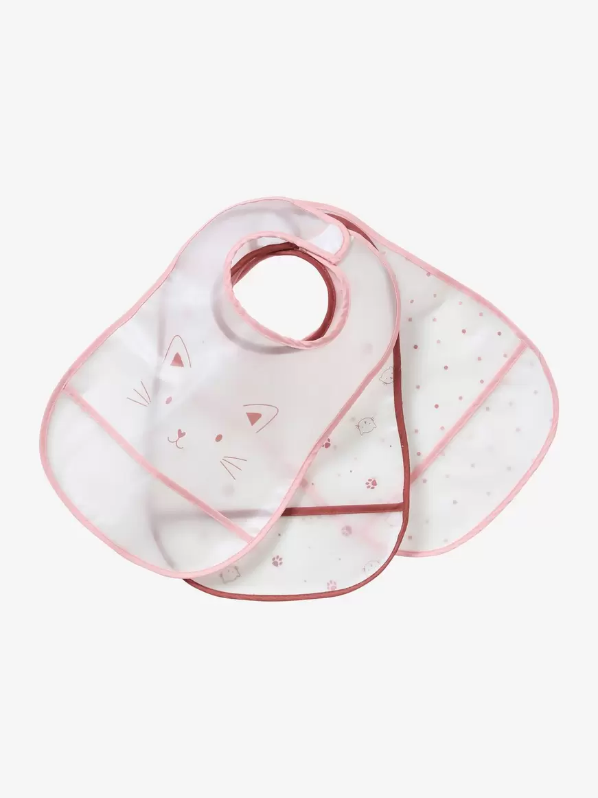 Lot de 3 bavoirs plastifies avec recuperateur - rose poudre offre à 10,19€ sur Vertbaudet