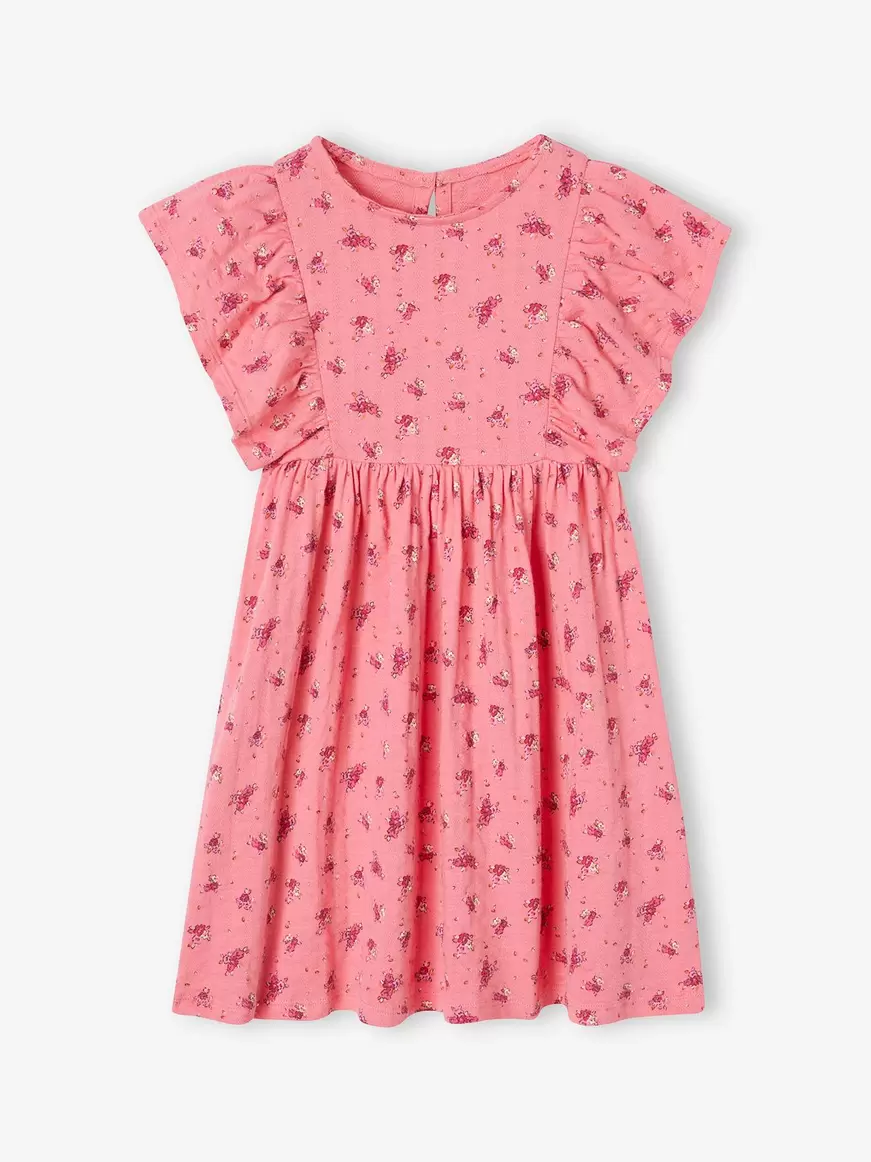 Robe a fleurs maille reliefee fille - rose bonbon offre à 9,99€ sur Vertbaudet