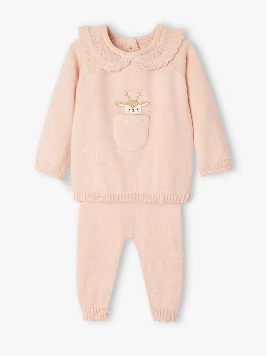 Ensemble de noel 2 pieces bebe en tricot - rose poudre offre à 14,99€ sur Vertbaudet