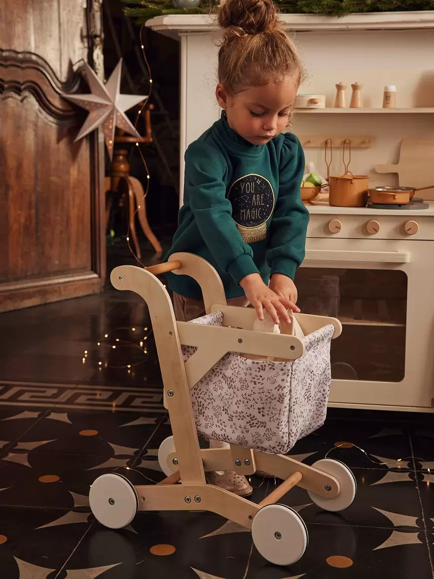 Chariot de courses en tissu et bois fsc? - beige moyen uni... offre à 20,99€ sur Vertbaudet