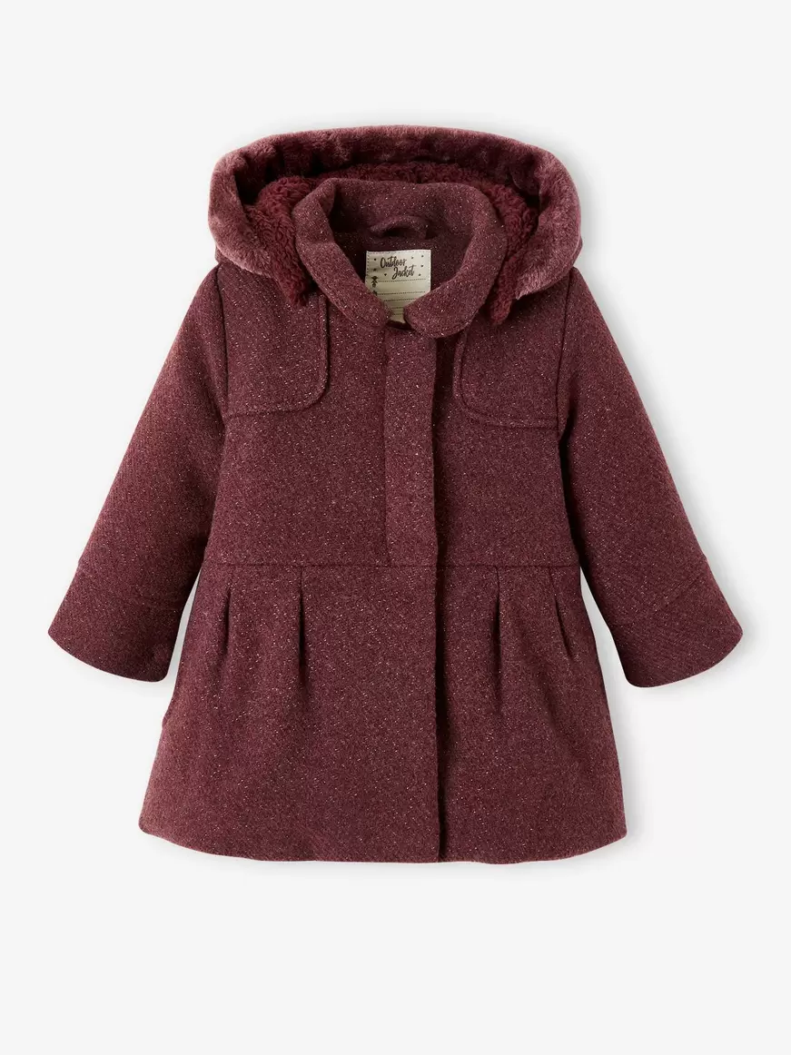 Manteau a capuche en drap de laine fille - violine offre à 35,39€ sur Vertbaudet