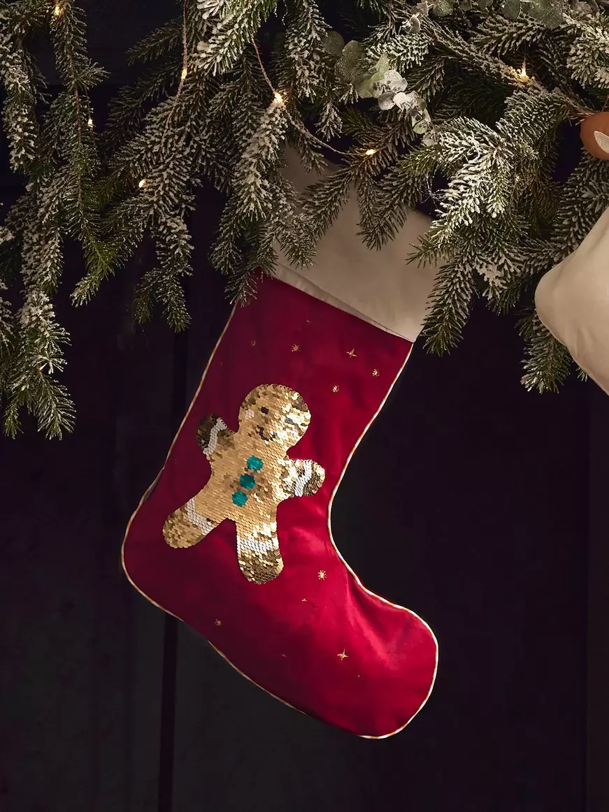 Chaussette de noel a sequins reversibles mr biscuit - rouge offre à 11,39€ sur Vertbaudet