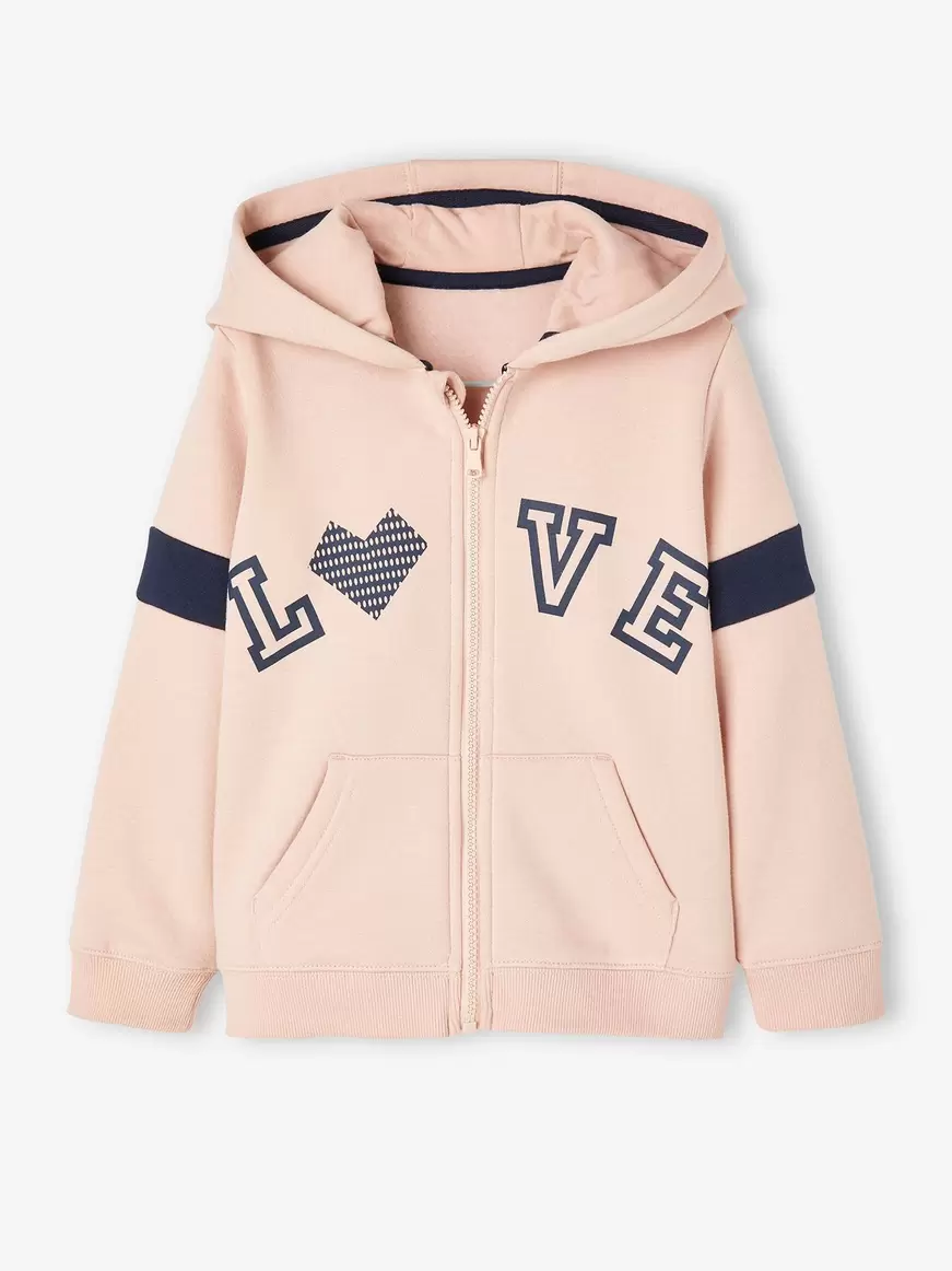 Sweat zippe a capuche sport "love"  fille - rose dragee offre à 10,99€ sur Vertbaudet