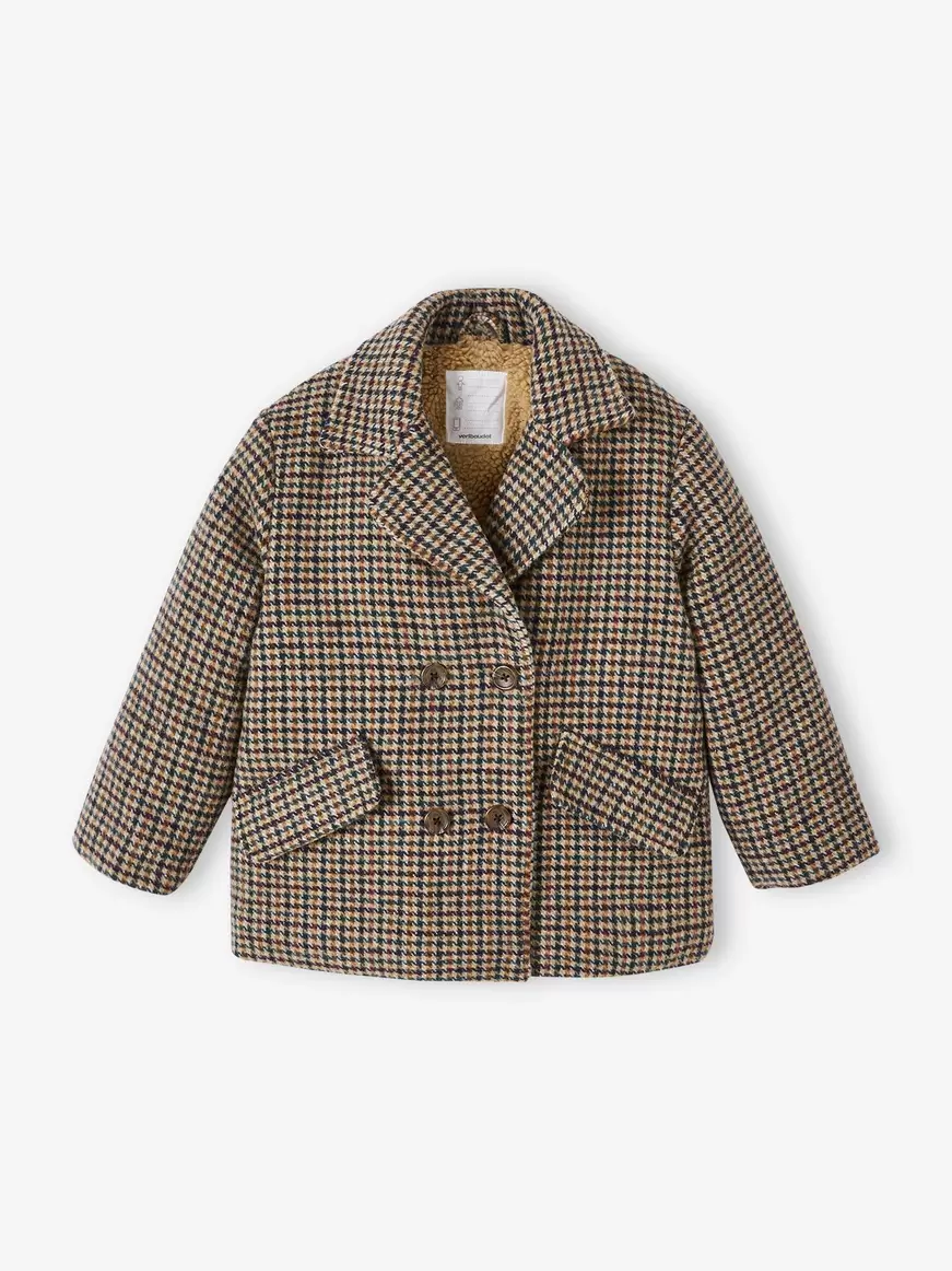 Manteau en lainage carreaux fille double sherpa - carreaux... offre à 28,49€ sur Vertbaudet