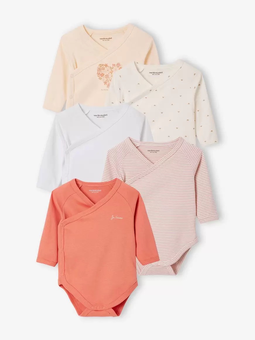 Lot de 5 bodies "coeur" bebe manches longues ouverture... offre à 16,79€ sur Vertbaudet