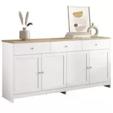 Buffet de cuisine avec portes et tiroirs pour salon, salle \u00E0 manger, blanc offre sur Conforama