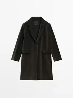 Manteau long en velours de coton mélangé offre à 199€ sur Massimo Dutti