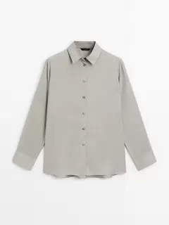 Chemisier à rayures 100 % soie offre à 99,95€ sur Massimo Dutti