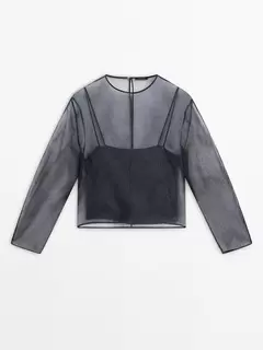 Chemisier en organza 100 % soie de mûrier offre à 79,95€ sur Massimo Dutti