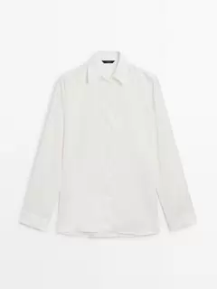 Chemisier fendu et satiné à manches longues offre à 59,95€ sur Massimo Dutti