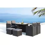 Salon de jardin 8 places en résine tressée noir/gris MONACO offre à 799,9€ sur Bricomarché