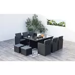 Salon de jardin 10 places en résine tressée noir/gris MONACO offre à 1149,9€ sur Bricomarché