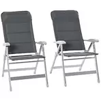 Lot de 2 chaises de jardin pliantes dossier haut inclinable multipositions accoudoirs tétière alu. oxford déperlant gris offre à 149,9€ sur Bricomarché