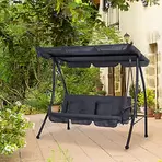 Balancelle de jardin convertible 3 places grand confort inclinaison toit réglable matelas fourni 2L x 1,25l x 1,7H m métal polyester noir anthracite offre à 251,9€ sur Bricomarché