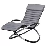 Chaise longue à bascule pliable rocking chair design contemporain avec matelas revêtement aspect daim métal textilène gris noir offre à 93,9€ sur Bricomarché