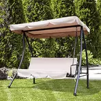 Balancelle de jardin convertible 3 places grand confort inclinaison toit réglable matelas fourni 2L x 1,25l x 1,7H m métal polyester noir et beige offre à 167,9€ sur Bricomarché