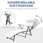 Outsunny transat chaise longue bain de soleil pliable dossier inclinable multi-positions têtière fournie 137L x 64l x 101H cm métal époxy textilène beige offre à 69,9€ sur Bricomarché