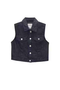 Gilet sans manches denim à rayures offre à 29,99€ sur Pull & Bear