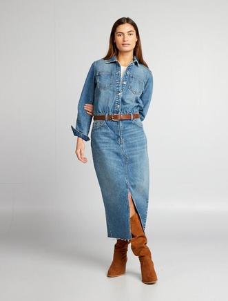 Robe longue en jean offre à 29€ sur Kiabi