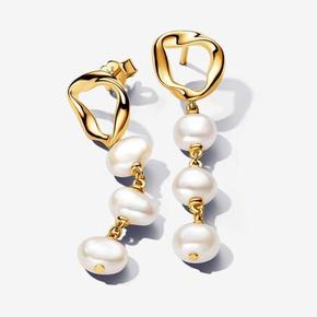 Boucles d’Oreilles Pendantes Cercle Organique et Perles de Culture Baroques offre à 139€ sur Pandora