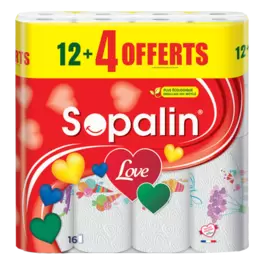 12+4 rouleaux essuie-tout decore love offre à 9,99€ sur Stokomani