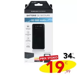 Batterie externe 30 000 MAH offre à 19,99€ sur Stokomani