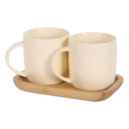 Coffret 2 mugs + plateau en bambou offre à 7,99€ sur Stokomani