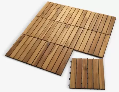 Dalle de terrasse KNEKKAND l30xL30 bois naturel 9pcs/lot offre à 20€ sur JYSK