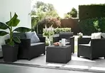 Salon de Jardin Elodie 4 places avec table range coussins graphite offre à 169€ sur Bricorama