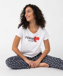 Pyjama femme bicolores avec motifs coeurs offre à 19,99€ sur Gémo