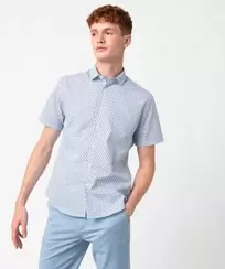 Chemise homme à manches courtes avec micro-motifs oiseaux offre à 8,39€ sur Gémo