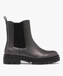 Boots femme style Chelsea à zip effet métallisé offre à 29,99€ sur Gémo