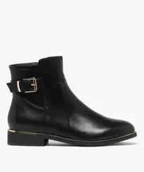 Bottines femme à zip avec semelle à liseré doré bout amande offre à 27,99€ sur Gémo