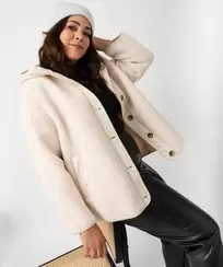 Manteau à capuche en sherpa et toile femme offre à 39,99€ sur Gémo