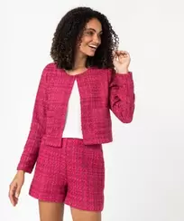 Veste femme aspect tweed coupe courte offre à 19,99€ sur Gémo