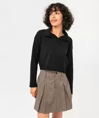 Pull court avec col polo femme offre à 12,99€ sur Gémo